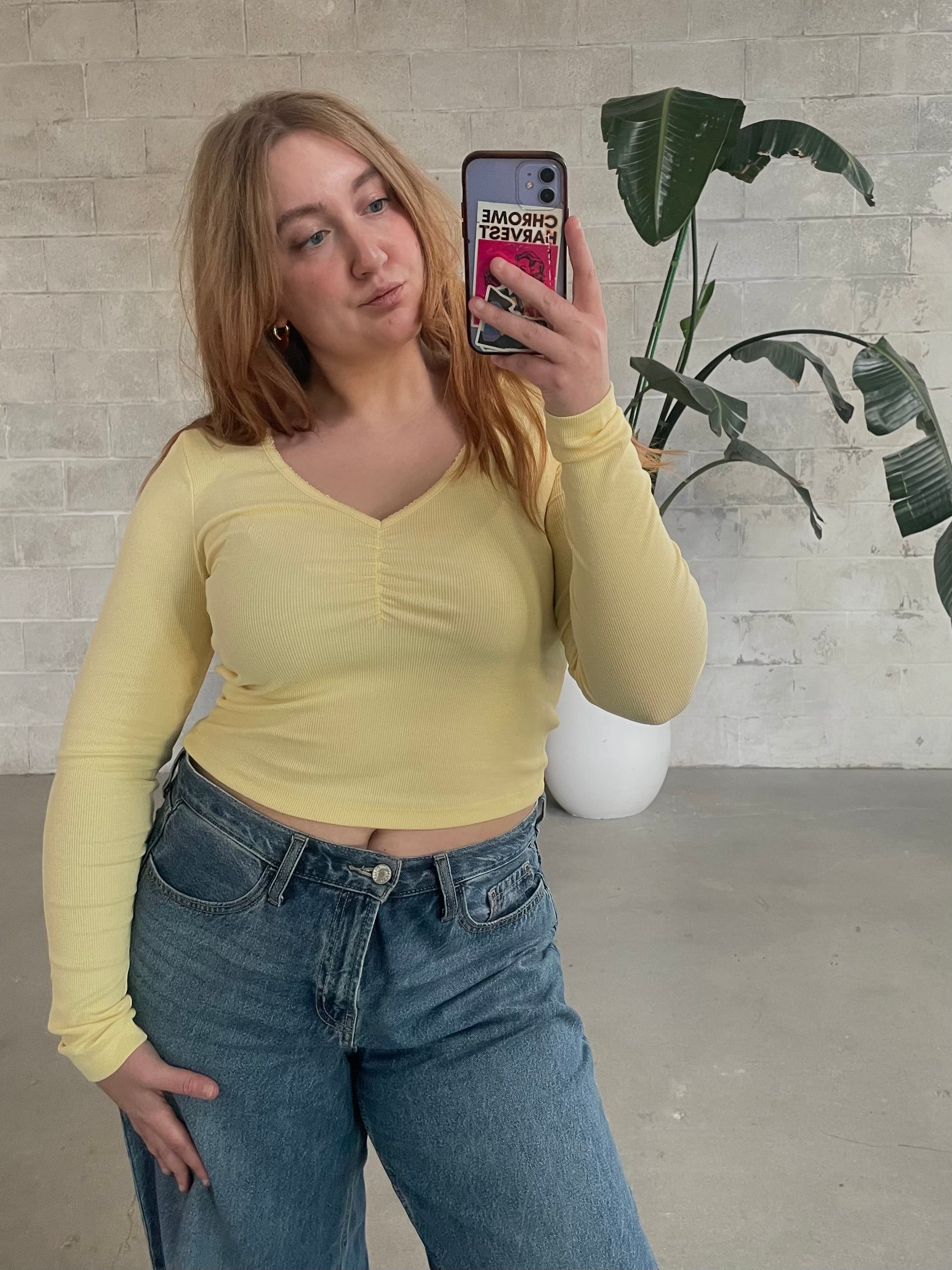 ONLY Betty Long Sleeve Scallop Trim Top
