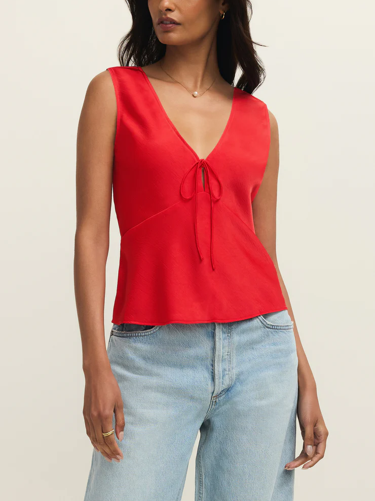 Z SUPPLY Luana Tie Front Satin Top