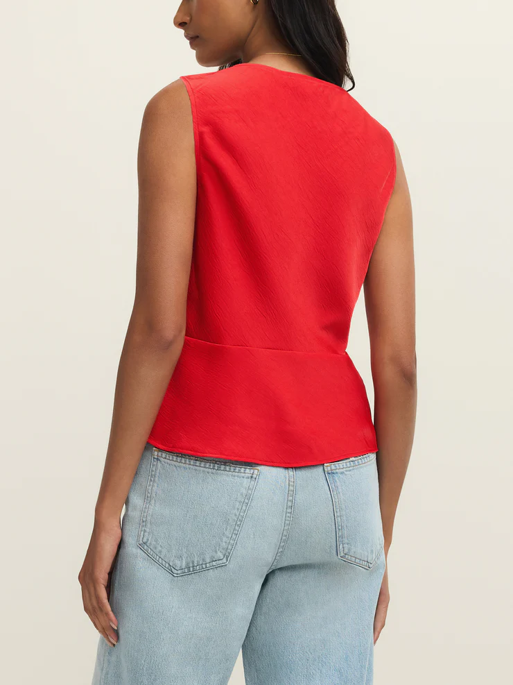 Z SUPPLY Luana Tie Front Satin Top