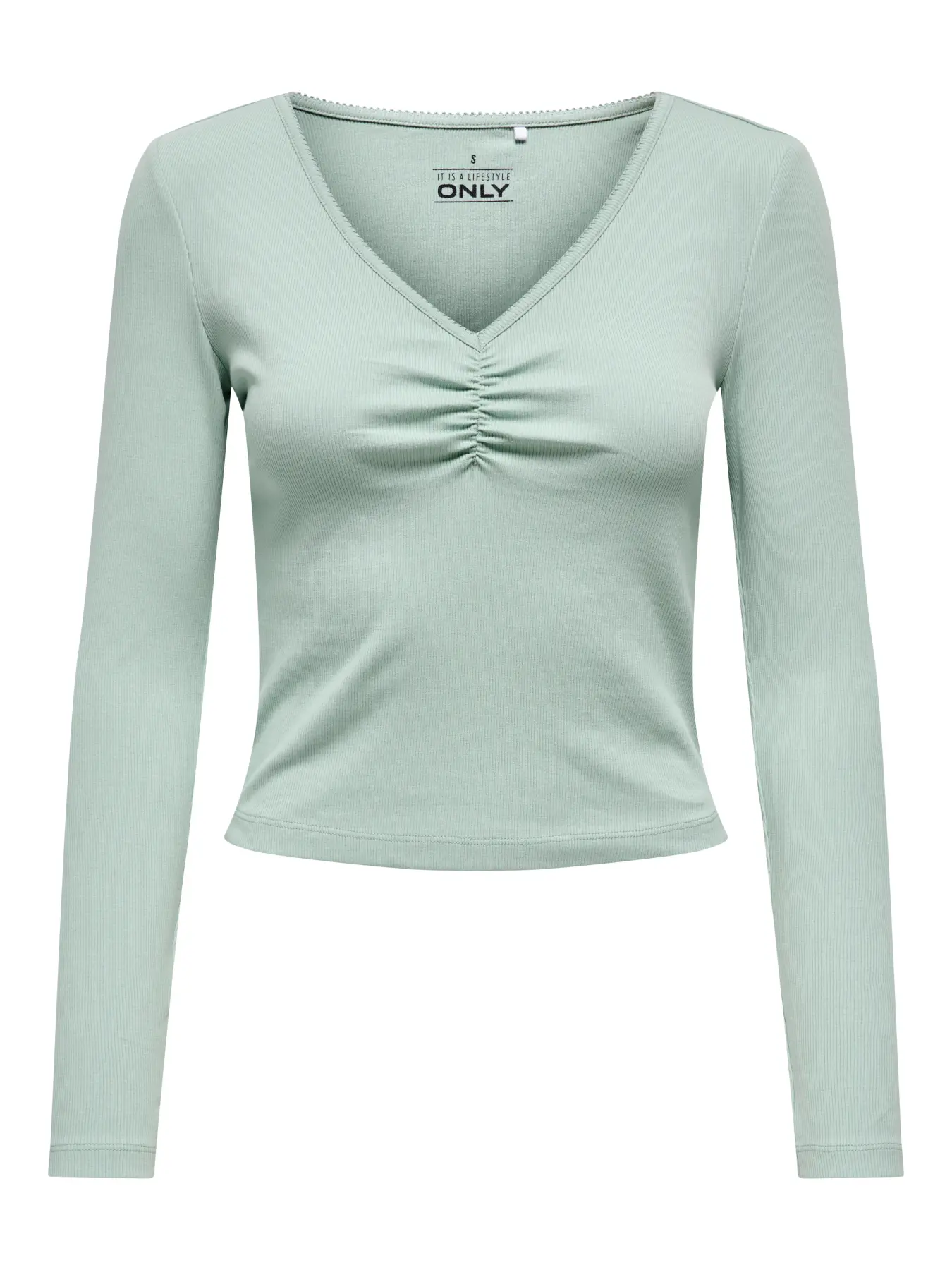 ONLY Betty Long Sleeve Scallop Trim Top