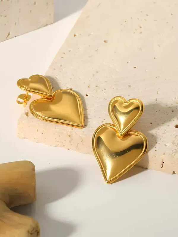 27 Double Heart Drop Earrings